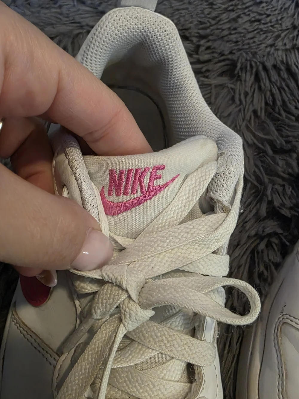 Nike Court Kids' White Sneakers with Pink Swoosh Size 4Y